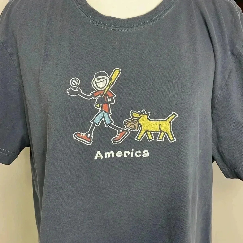 Life is Good America Crusher Womens Short Sleeve Tshirt Blue Size Large - Picture 2 of 5